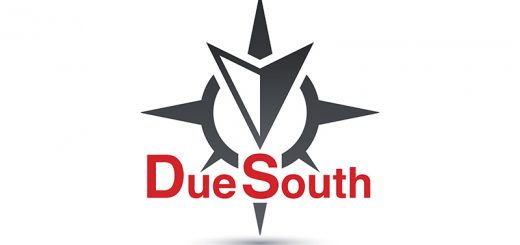 Compass icon with the words "Due South" under it[:]