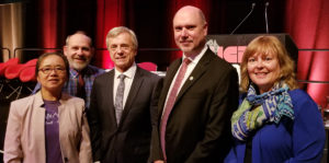 Canadian representatives meeting with former Canadian Astronaut Robert Thirsk.