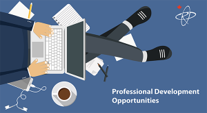 An illustration of someone working on a laptop, with a cup of coffee beside them