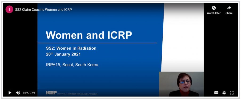 Claire Cousins giving a presentation on Women and ICRP