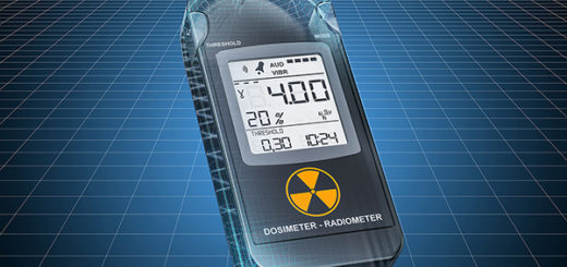 CAD model of gamma radiation personal dosimeter, blueprint. 3D rendering