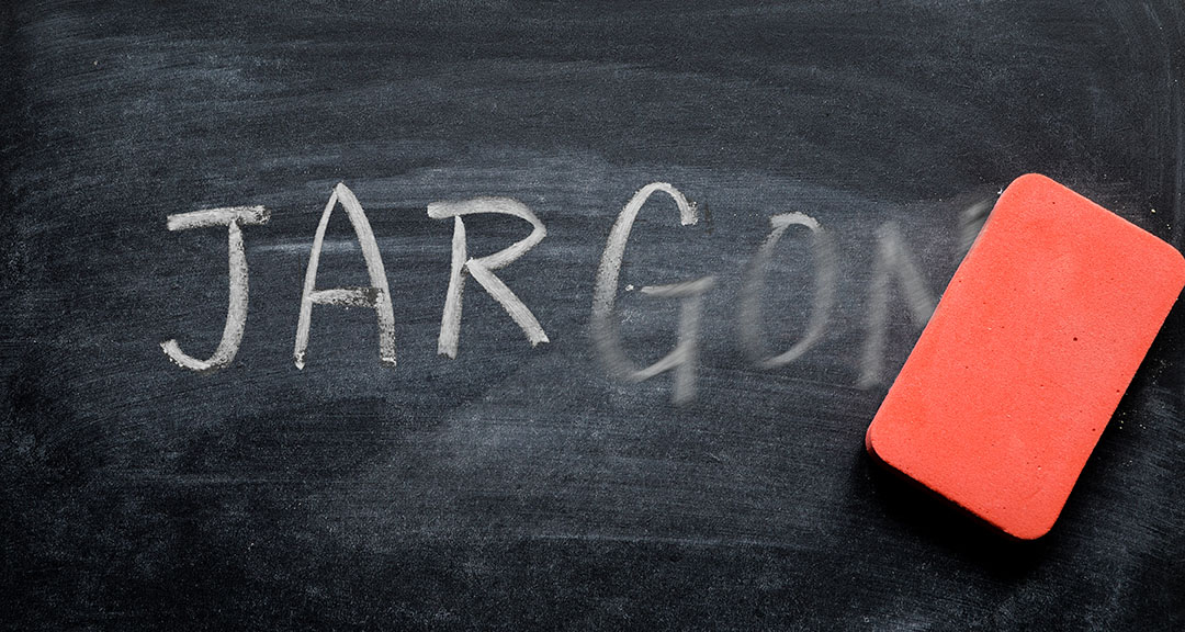 erasing jargon, hand written word on blackboard being erased concept
