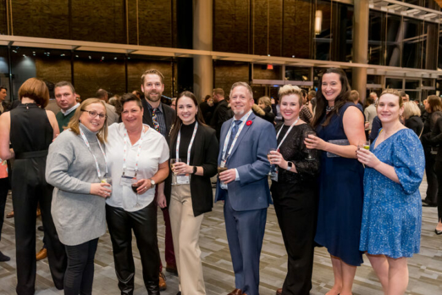 At the Awards Dinner (left to right): Diana Moscu, Marnie Sullivan, Andrew Oussoren, Megan Tougas-Cooke, Brandon Johnston, Corie Houldsworth, Julie Leblanc, and Leah Shuparski-Miller